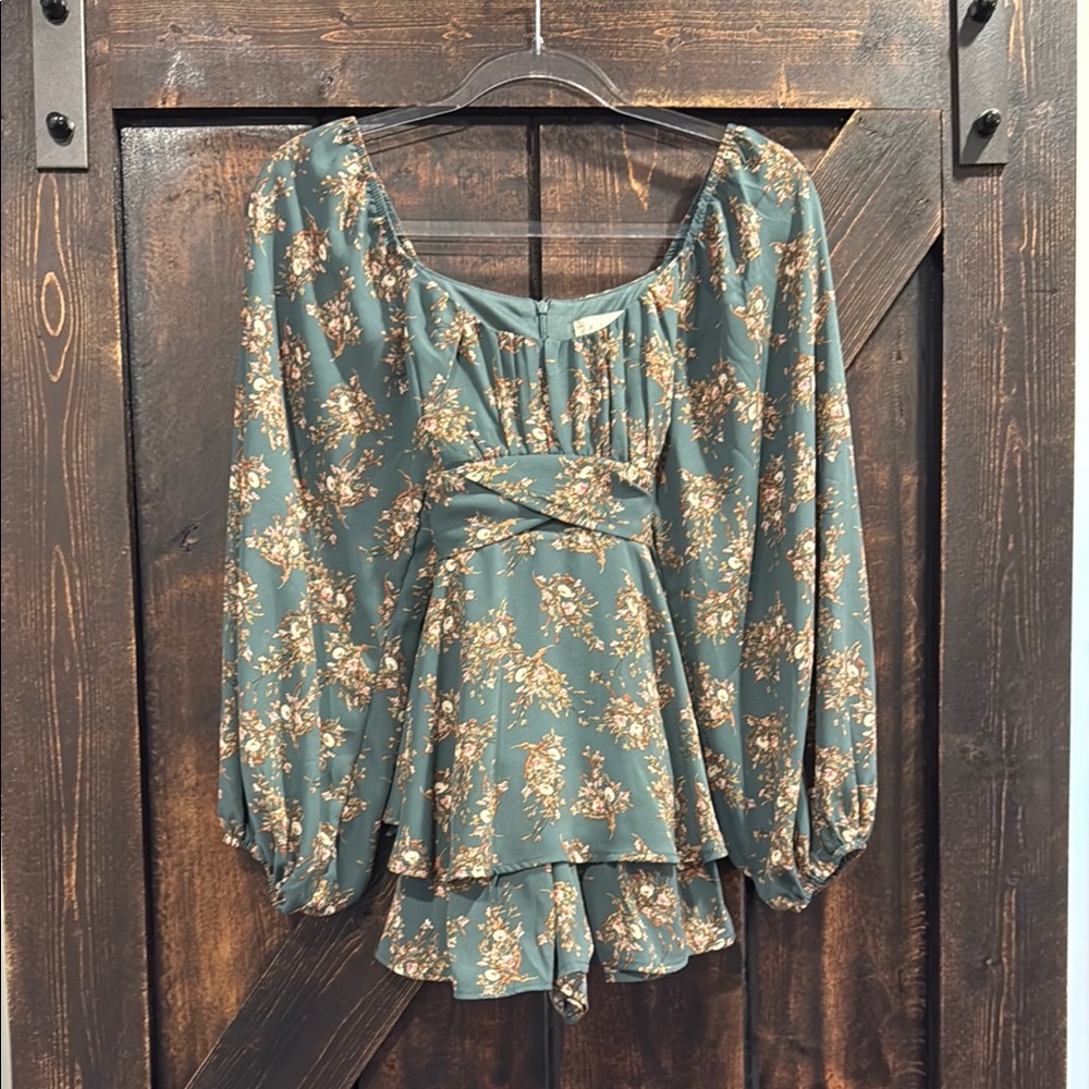Altar'd State Floral Print Teal Mini Dress